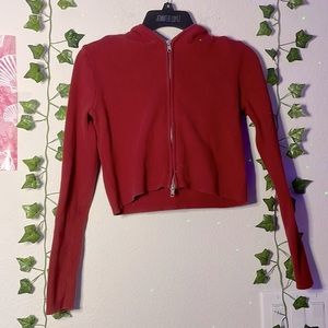 Brandy Melville Red Double Zip-Up Jacket